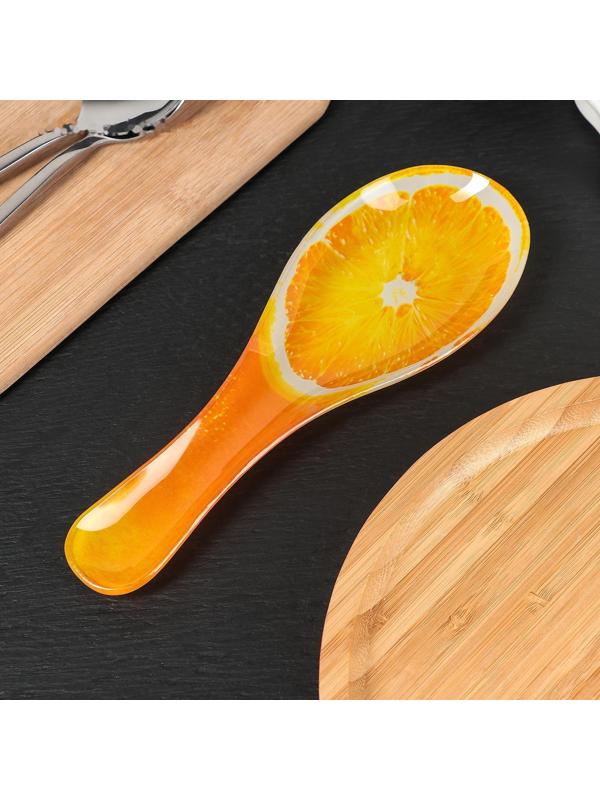 Подставка стеклянная под ложку Доляна «Сочный апельсин», 23,5×8,3 см