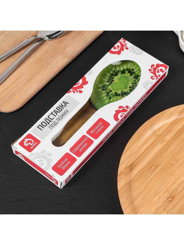 Подставка стеклянная под ложку Доляна «Романтичный киви», 23,5×8,3 см, цвет зелёный