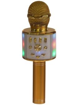 Микрофон для караоке LuazON LZZ-70, WS-868L, 5 Вт, 1800 мАч, корр голоса, подсветка, золотистый
