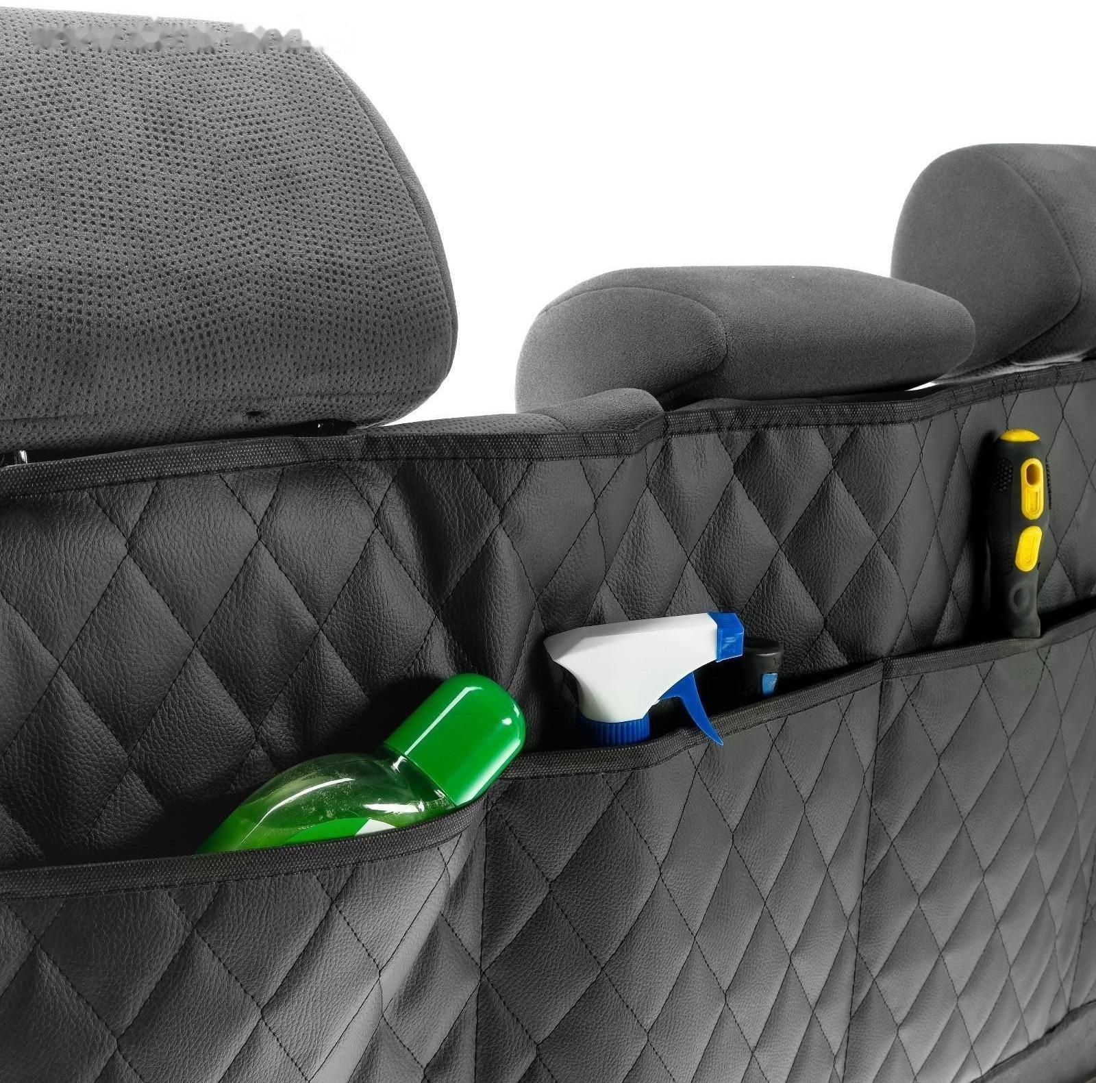 Органайзер на спинку сиденья в багажник, экокожа, ромб, черный, 95х40 см