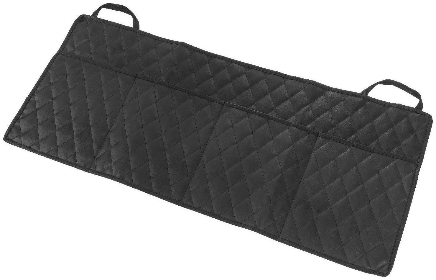 Органайзер на спинку сиденья в багажник, экокожа, ромб, черный, 95х40 см