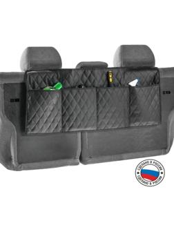 Органайзер на спинку сиденья в багажник, экокожа, ромб, черный, 95х40 см