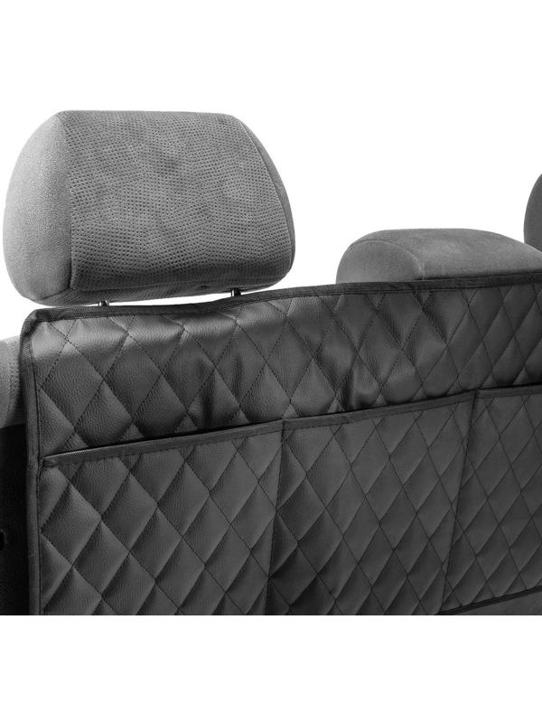 Органайзер на спинку сиденья в багажник, экокожа, ромб, черный, 95х40 см