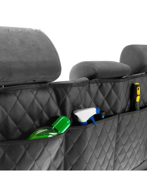 Органайзер на спинку сиденья в багажник, экокожа, ромб, черный, 95х40 см