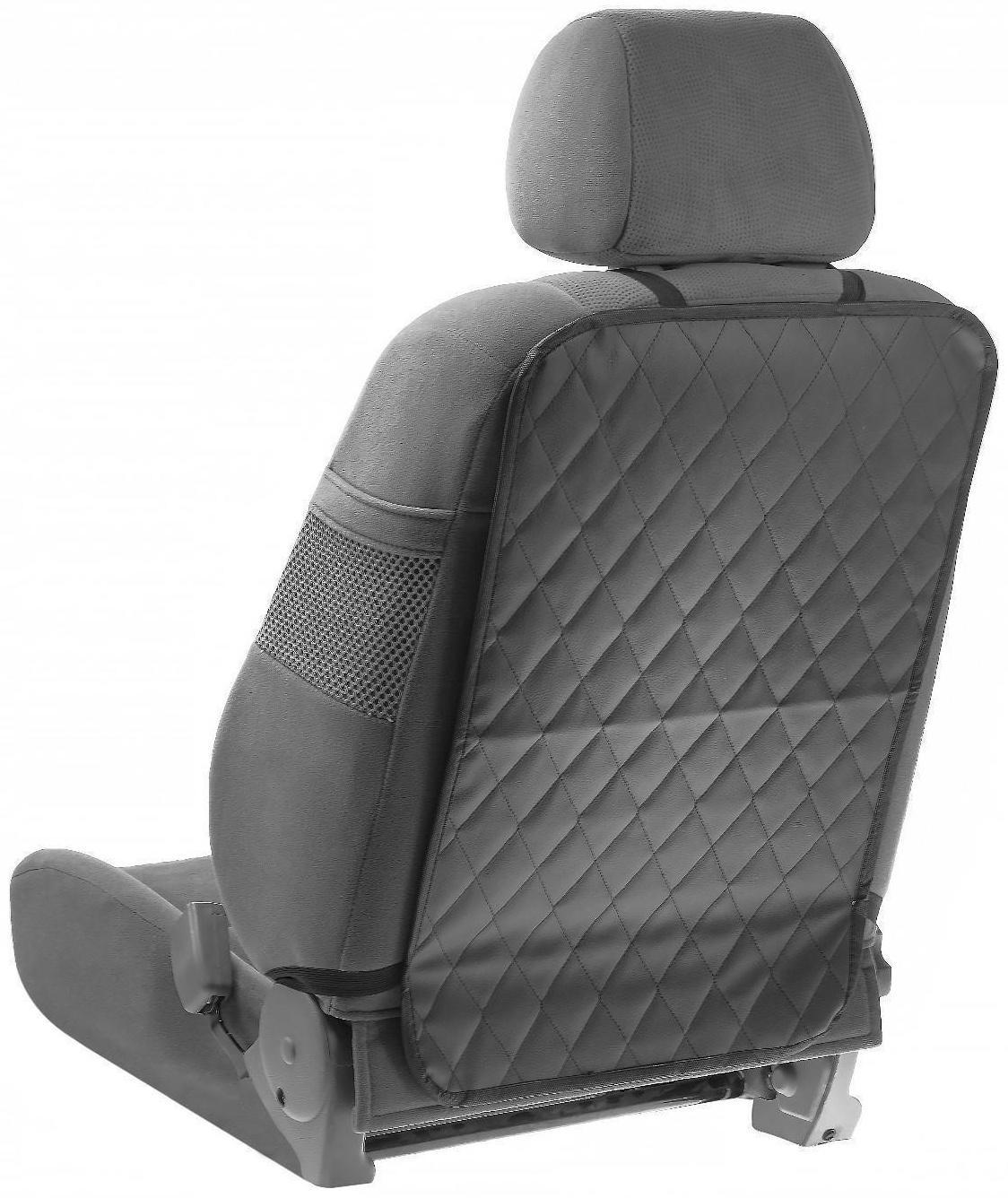 Накидка-незапинайка на спинку сиденья, экокожа, ромб, черный, 60х40 см