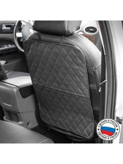 Накидка-незапинайка на спинку сиденья, экокожа, ромб, черный, 60х40 см