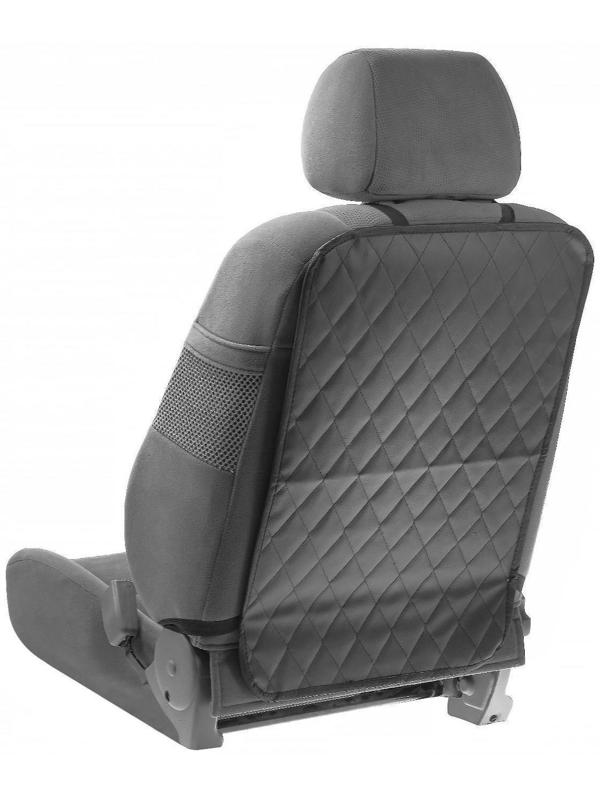 Накидка-незапинайка на спинку сиденья, экокожа, ромб, черный, 60х40 см