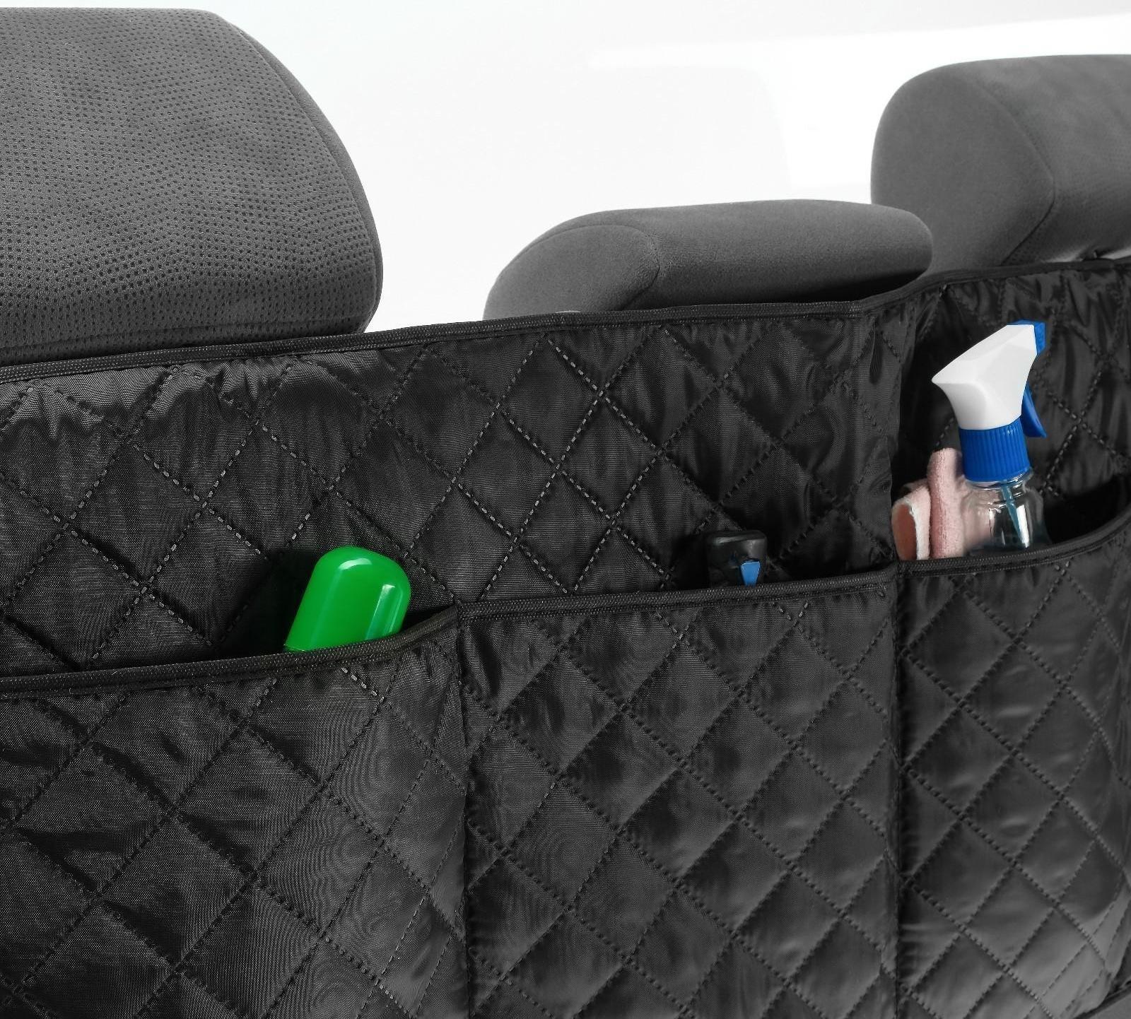 Органайзер на спинку сиденья в багажник, оксфорд, ромб, черный, 95х40 см