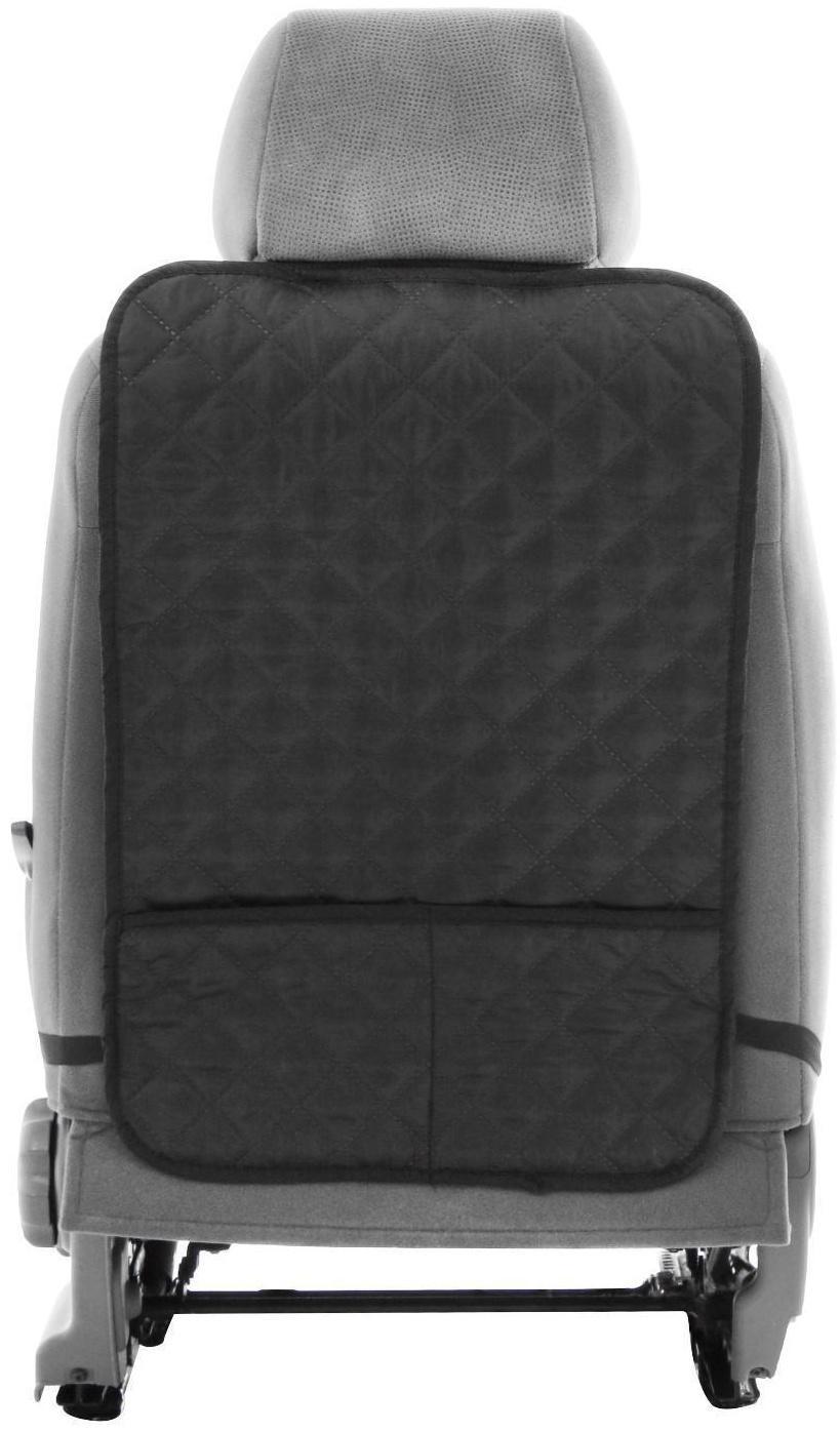 Накидка-незапинайка на спинку, с карманом, оксфорд, ромб, черный, 60х40 см