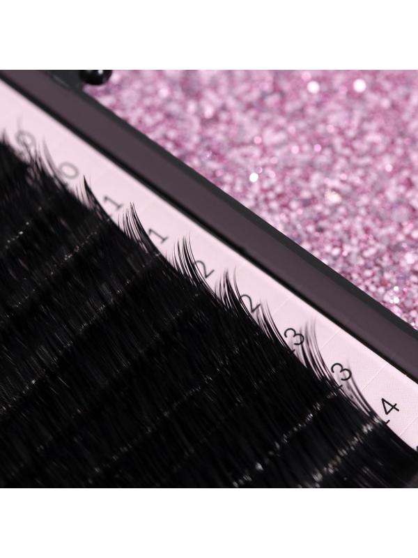 Набор ресниц для наращивания, 8, 9,10, 11, 12, 13, 14 мм, толщина 0,1 мм, изгиб С, 12 рядов