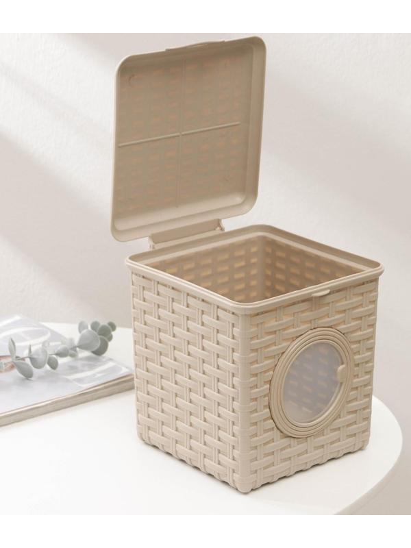 Контейнер для мелочей «Ротанг», 3 л, с иллюминатором, цвет латте