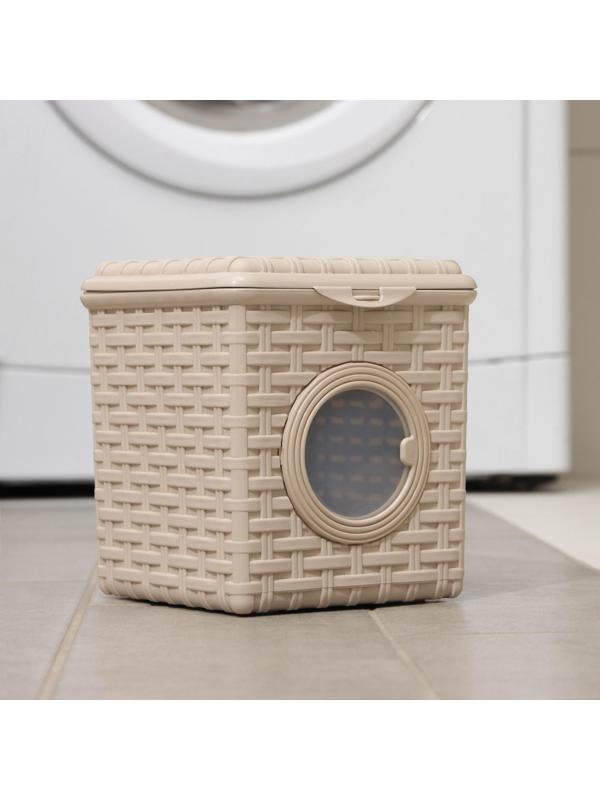 Контейнер для мелочей «Ротанг», 3 л, с иллюминатором, цвет латте