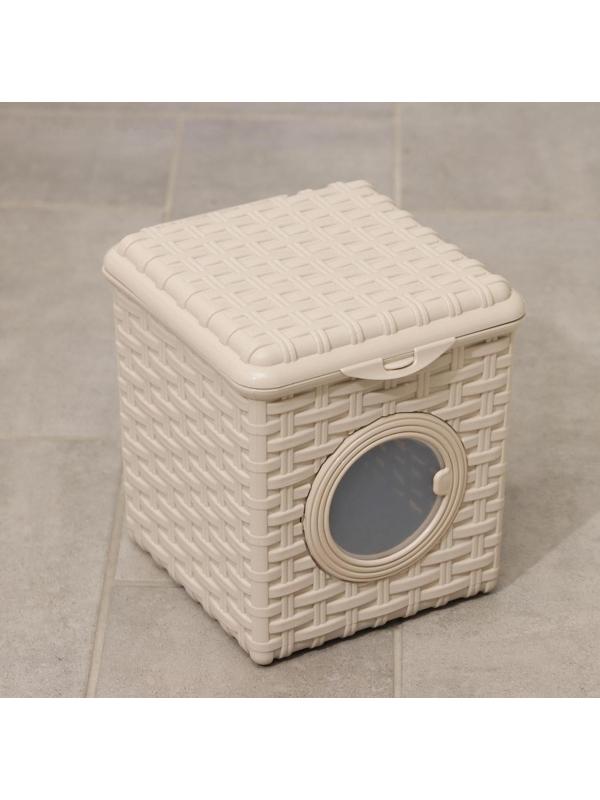 Контейнер для мелочей «Ротанг», 3 л, с иллюминатором, цвет латте