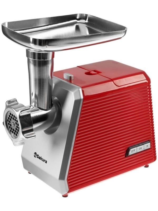 Мясорубка электрическая Sakura SA-6424R, 2000 Вт, насадки для колбас и сосисок, красная