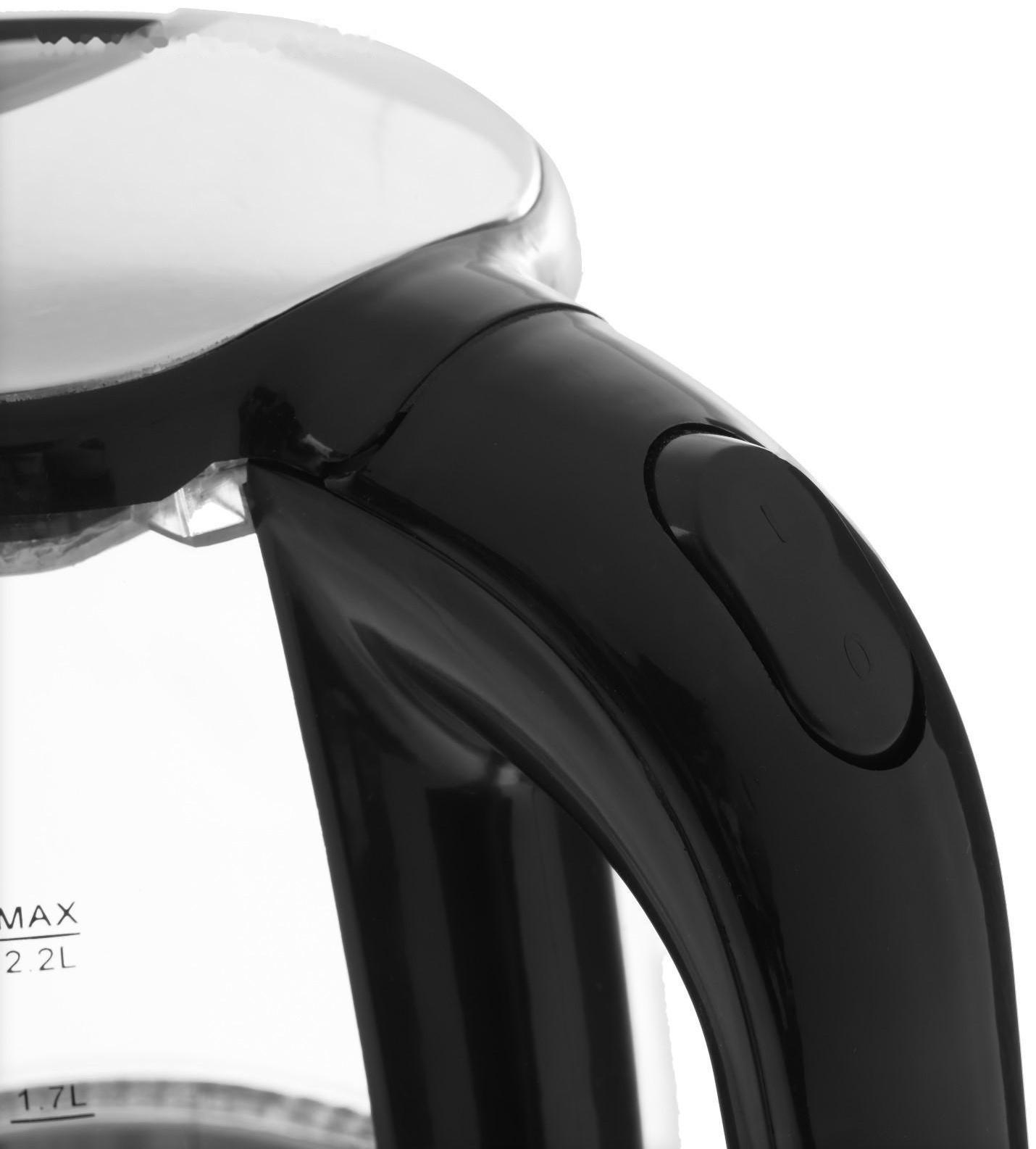 Чайник электрический Sakura SA-2722BK, стекло, 2.2 л, 1800 Вт, подсветка, серебристый