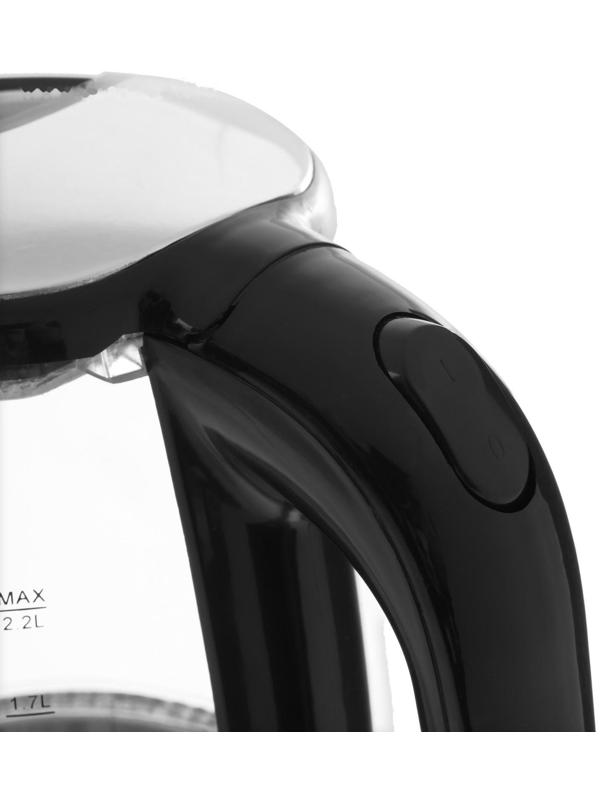 Чайник электрический Sakura SA-2722BK, стекло, 2.2 л, 1800 Вт, подсветка, серебристый