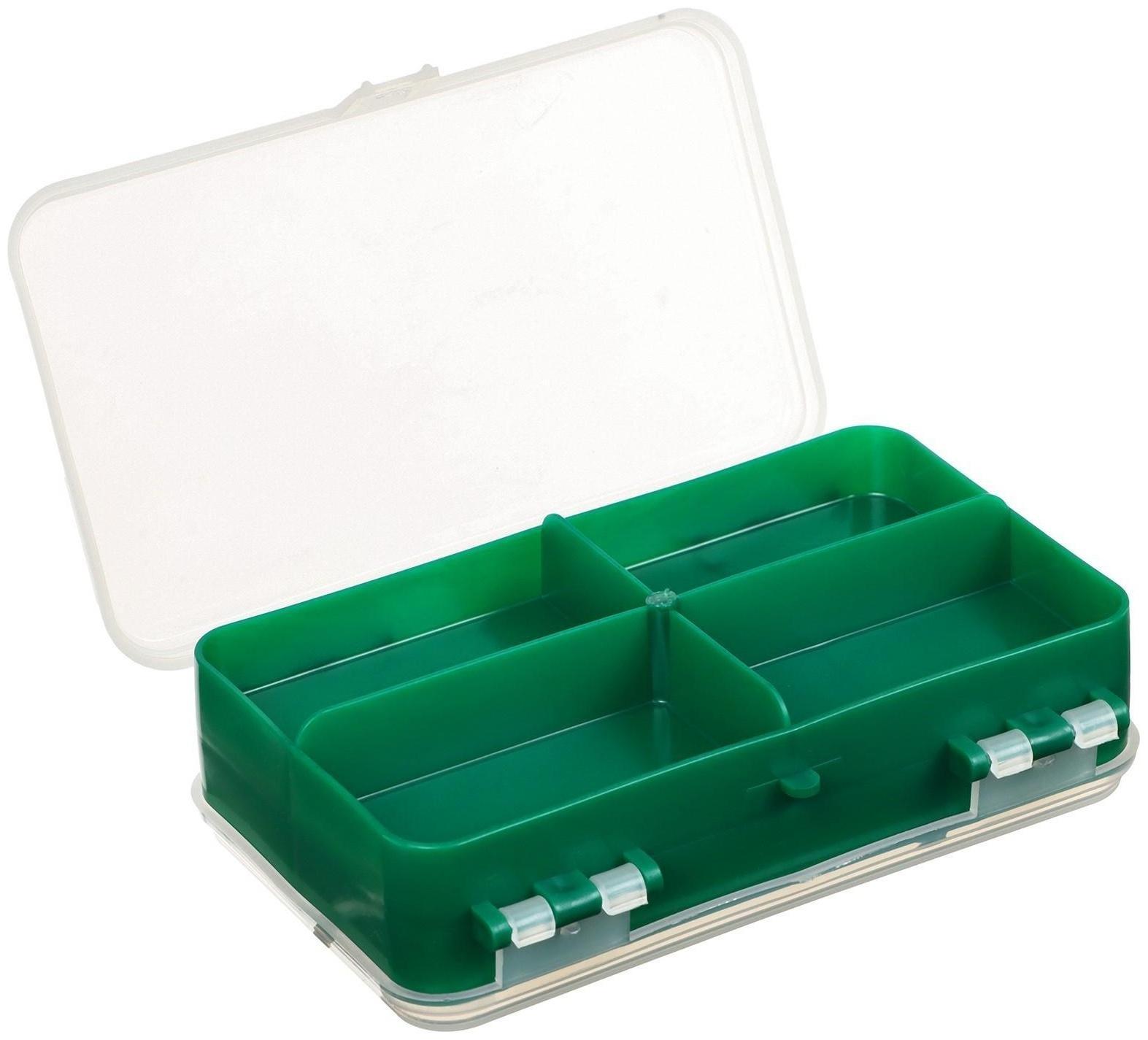 Коробочка для оснастки YUGANA двухсторонняя, 14 x 8 x 4 см, цвет зелёный