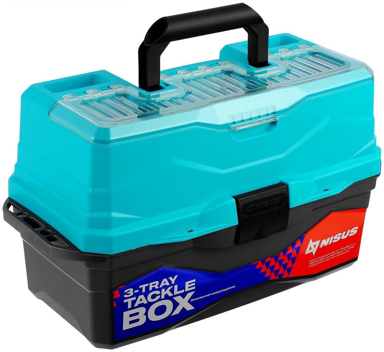 Ящик для снастей Tackle Box трёхполочный NISUS, цвет бирюзовый