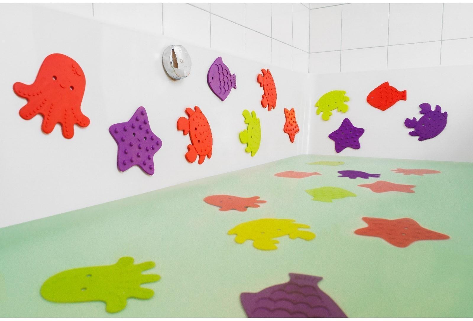 Набор антискользящих мини-ковриков для ванны 12 шт., цвет МИКС