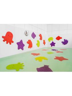 Набор антискользящих мини - ковриков для ванны 8 шт., цвет МИКС