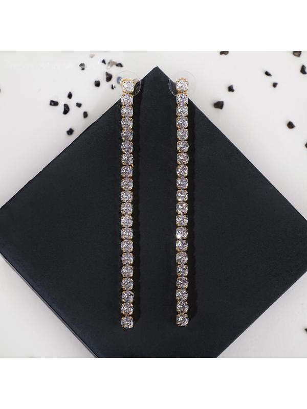 Серьги висячие со стразами 