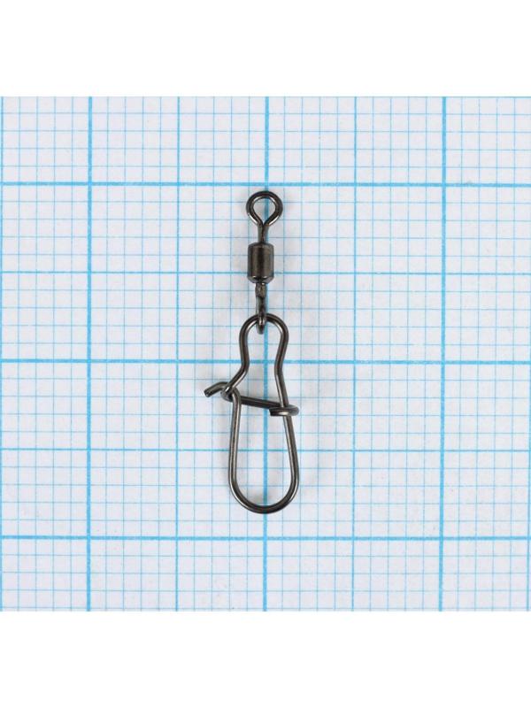 Карабин с вертлюгом YUGANA Swivel with Snap №12, 8 кг, 8 шт в упак.