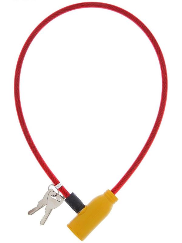 Замок навесной велосипедный, 600 мм, d=6 мм, английский ключ, микс