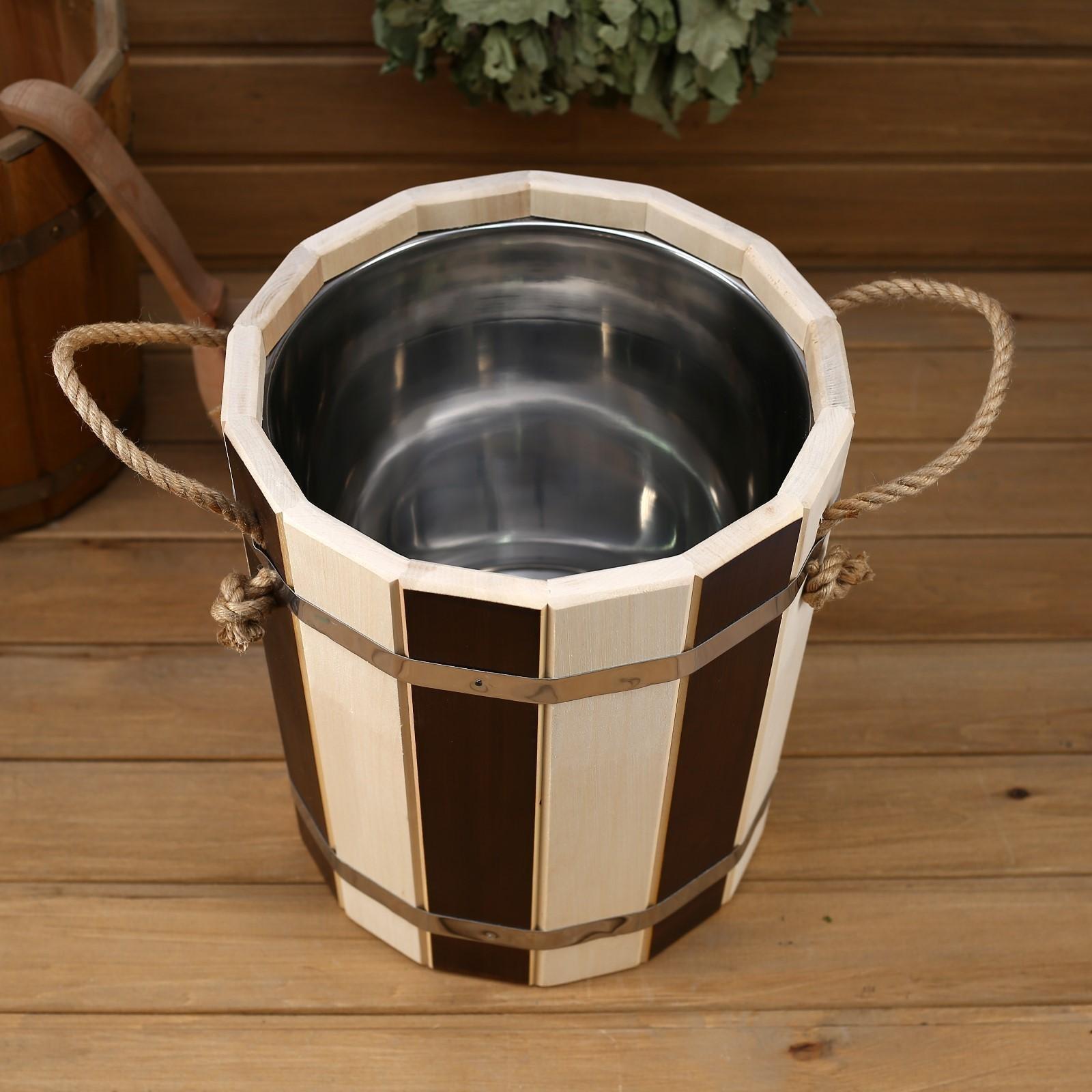 Запарник из липы, 12л, нержавеющая вставка, 