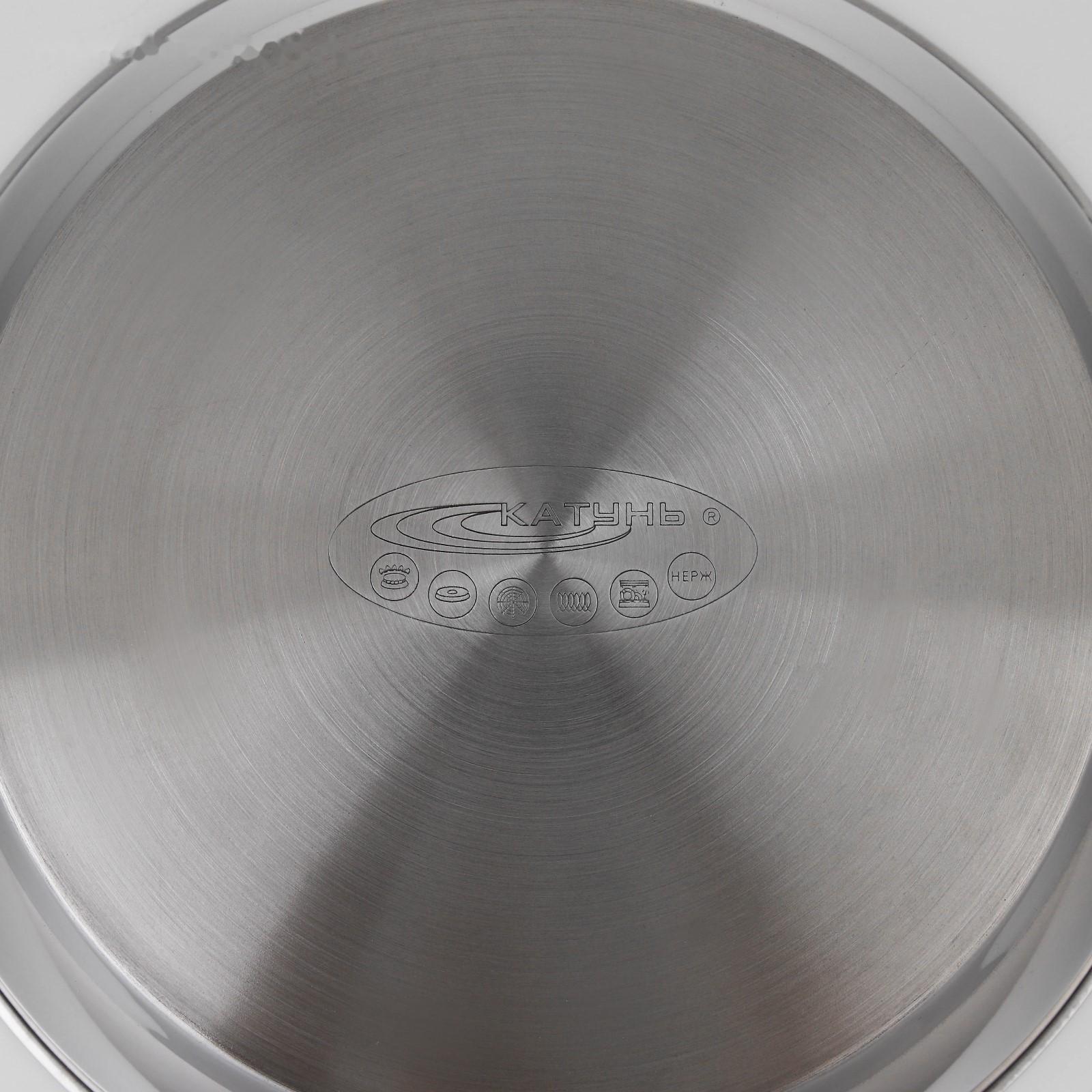 Сковорода «Общепит», d=26 см, корпус 0,6 мм, дно 3,5 мм, с теплораспределительным слоем, металлическая ручка, индукция, цвет хромированный