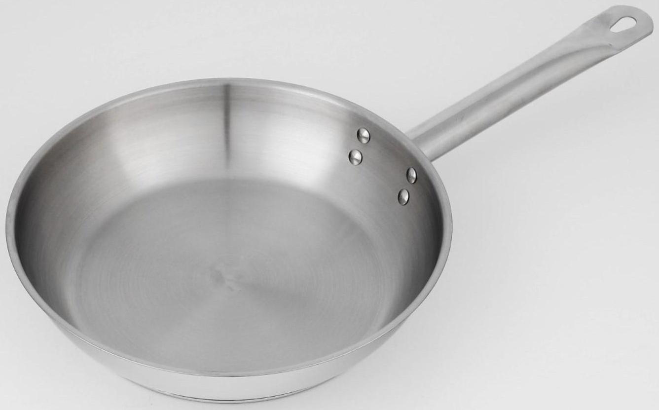 Сковорода «Общепит», d=26 см, корпус 0,6 мм, дно 3,5 мм, с теплораспределительным слоем, металлическая ручка, индукция, цвет хромированный