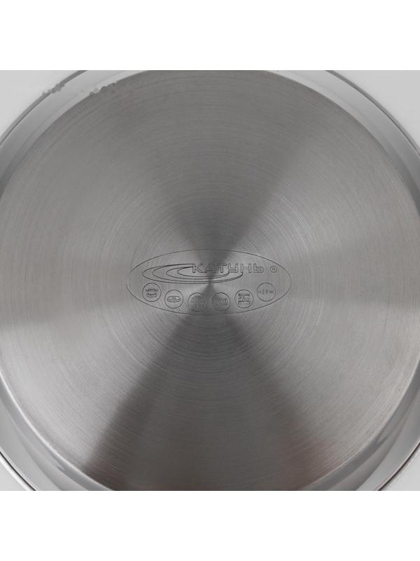 Сковорода «Общепит», d=26 см, корпус 0,6 мм, дно 3,5 мм, с теплораспределительным слоем, металлическая ручка, индукция, цвет хромированный