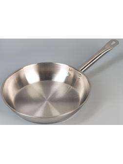 Сковорода «Общепит», d=28 см, корпус 0,6 мм, дно 3,5 мм, с теплораспределительным слоем, металлическая ручка, индукция, цвет хромированный