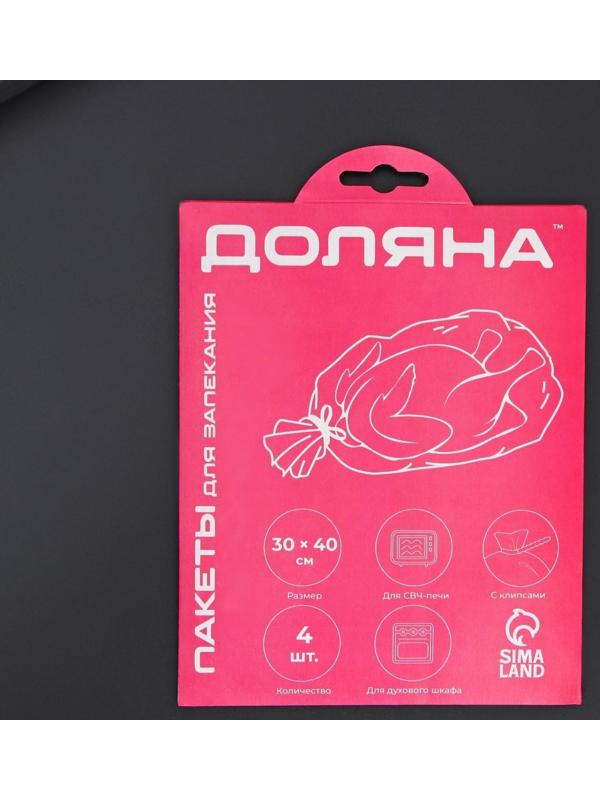 Пакеты для запекания Доляна, 30×40 см, 4 шт, с клипсами