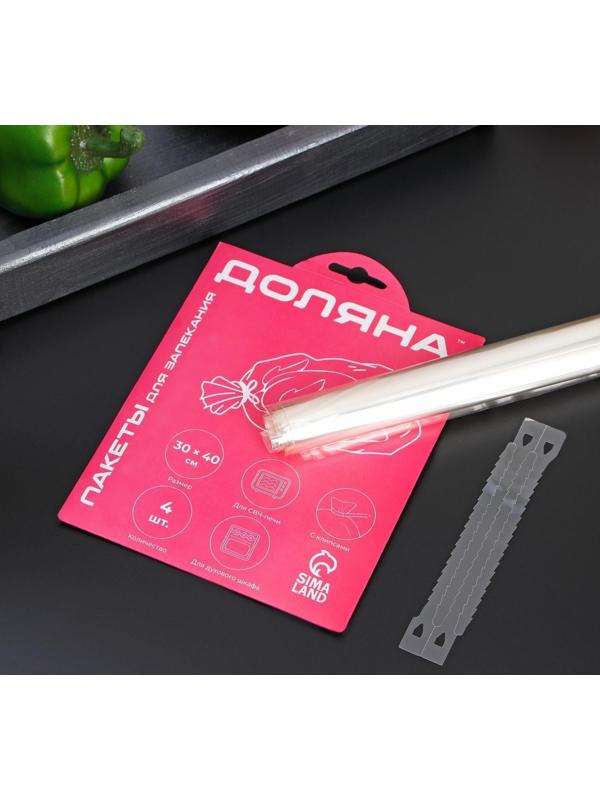 Пакеты для запекания Доляна, 30×40 см, 4 шт, с клипсами