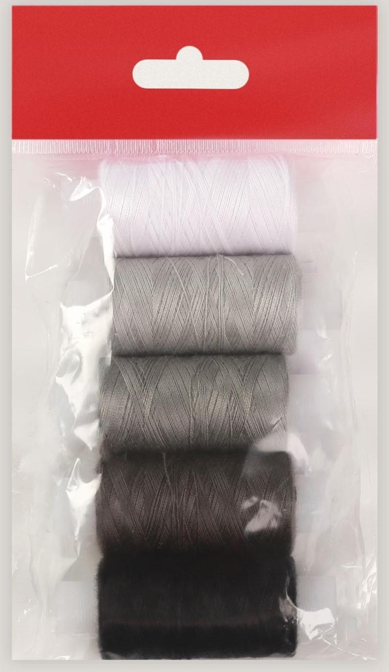 Набор ниток 40ЛШ, 200 м, 5 шт, цвет чёрный спектр