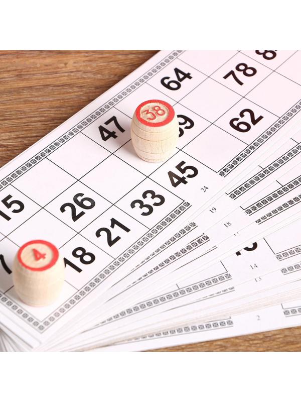 Русское лото, 24 карточки, карточка 22 х 8 см, бочонок 2.3 х 1.5 см, жестяная упаковка