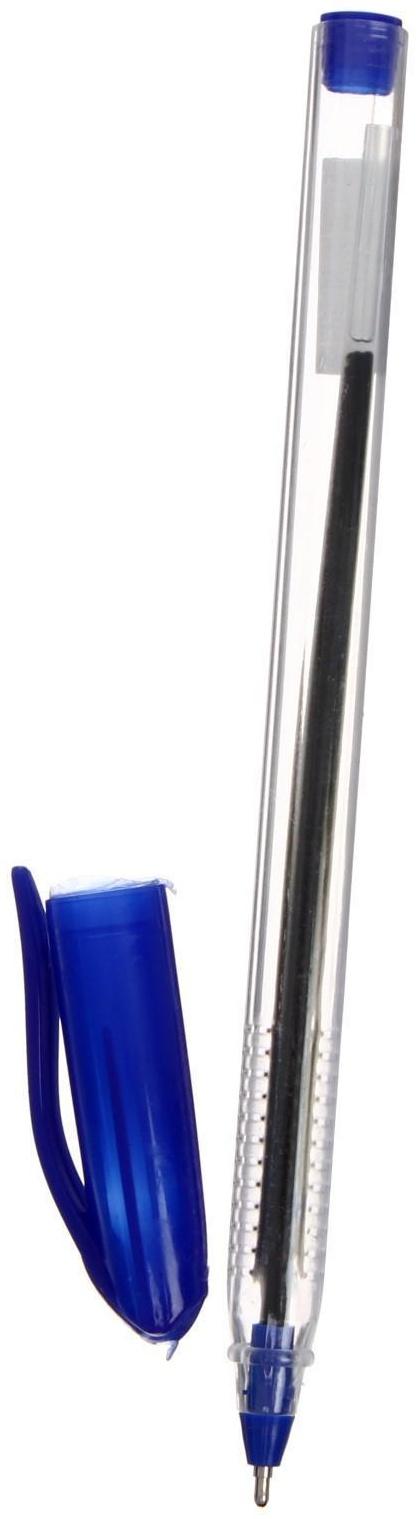 Ручка шариковая 1,0 мм, стержень синий, корпус треугольный прозрачный,масляные чернила (штрихкод на шт)