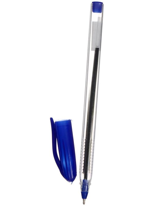 Ручка шариковая 1,0 мм, стержень синий, корпус треугольный прозрачный,масляные чернила (штрихкод на шт)