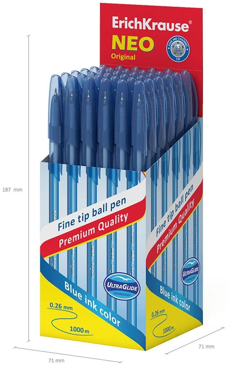 Ручка шариковая ErichKrause Neo Original, игольчатый узел 0,7 мм, чернила синие