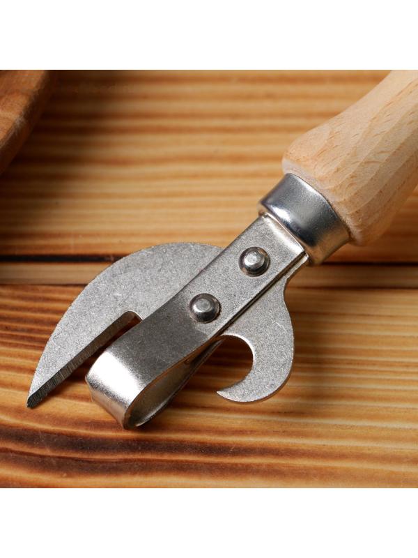 Нож консервный с деревянной ручкой, с заклепками