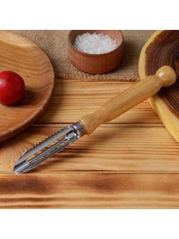 Овощечистка с деревянной ручкой, нержавеющая сталь