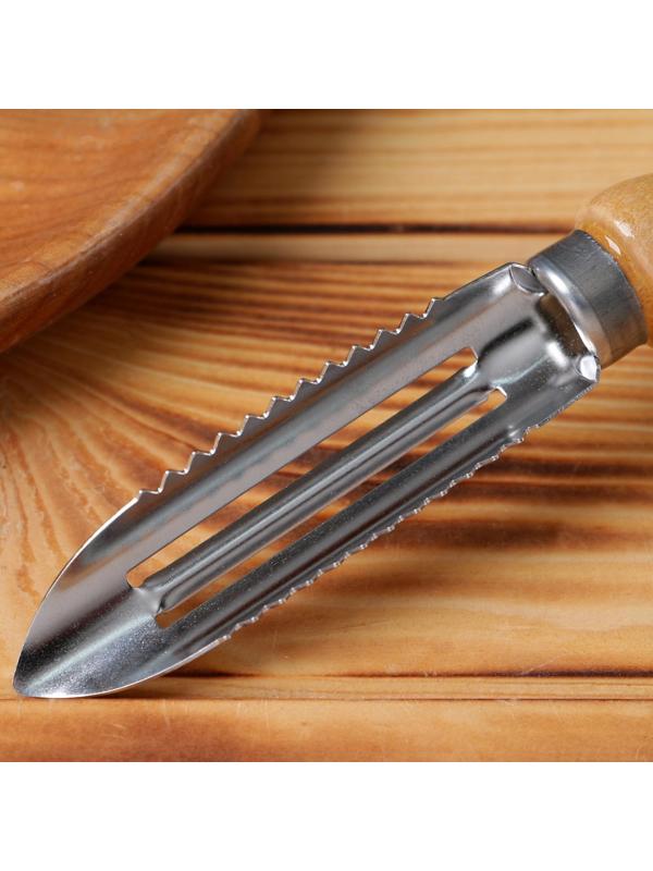 Овощечистка с деревянной ручкой, нержавеющая сталь