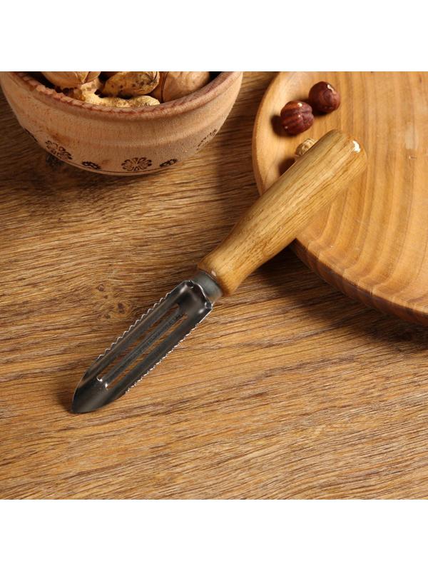 Овощечистка с деревянной ручкой, нержавеющая сталь