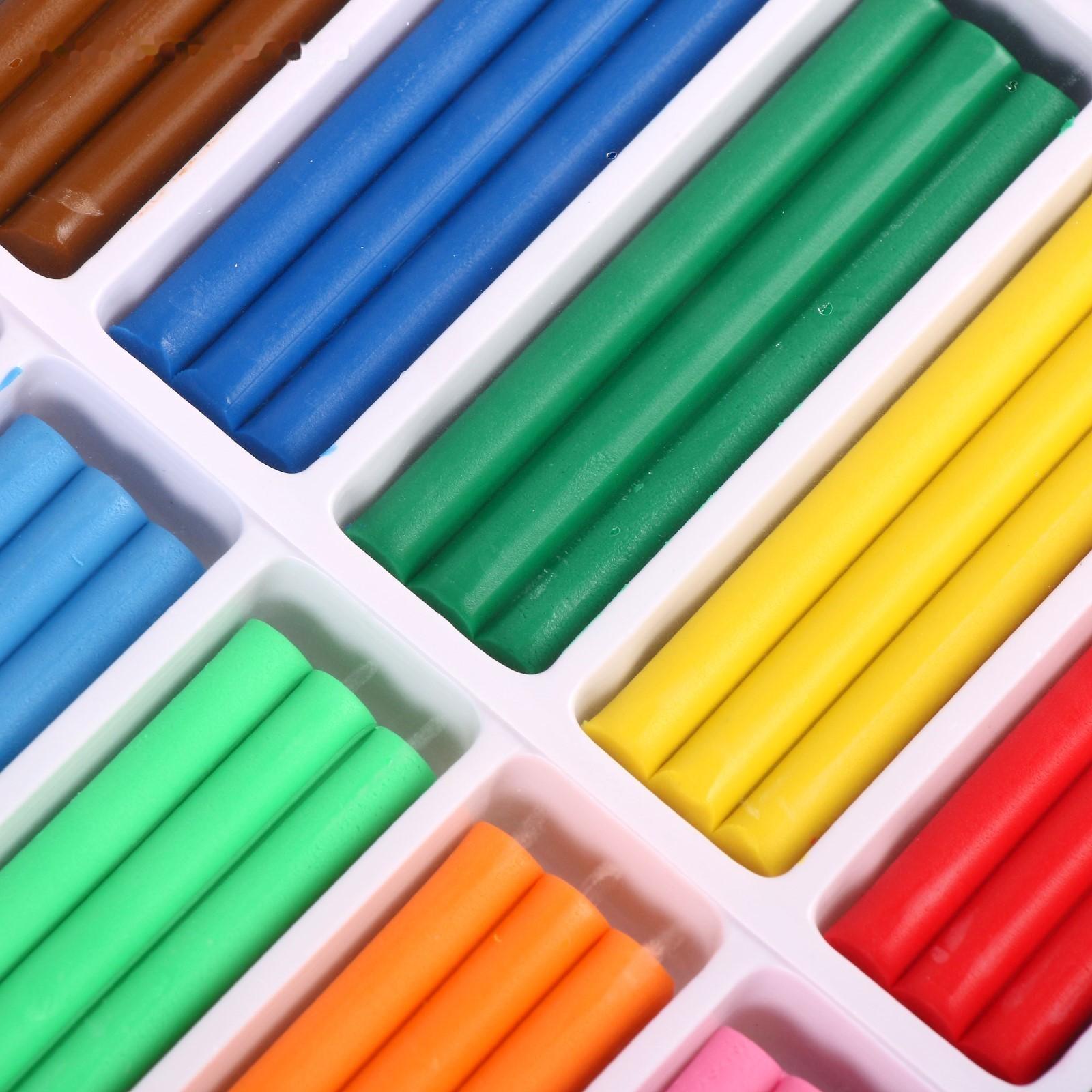 Пластилин мягкий (восковой) 12 цветов 250 г, Happycolor, микс из 4 видов