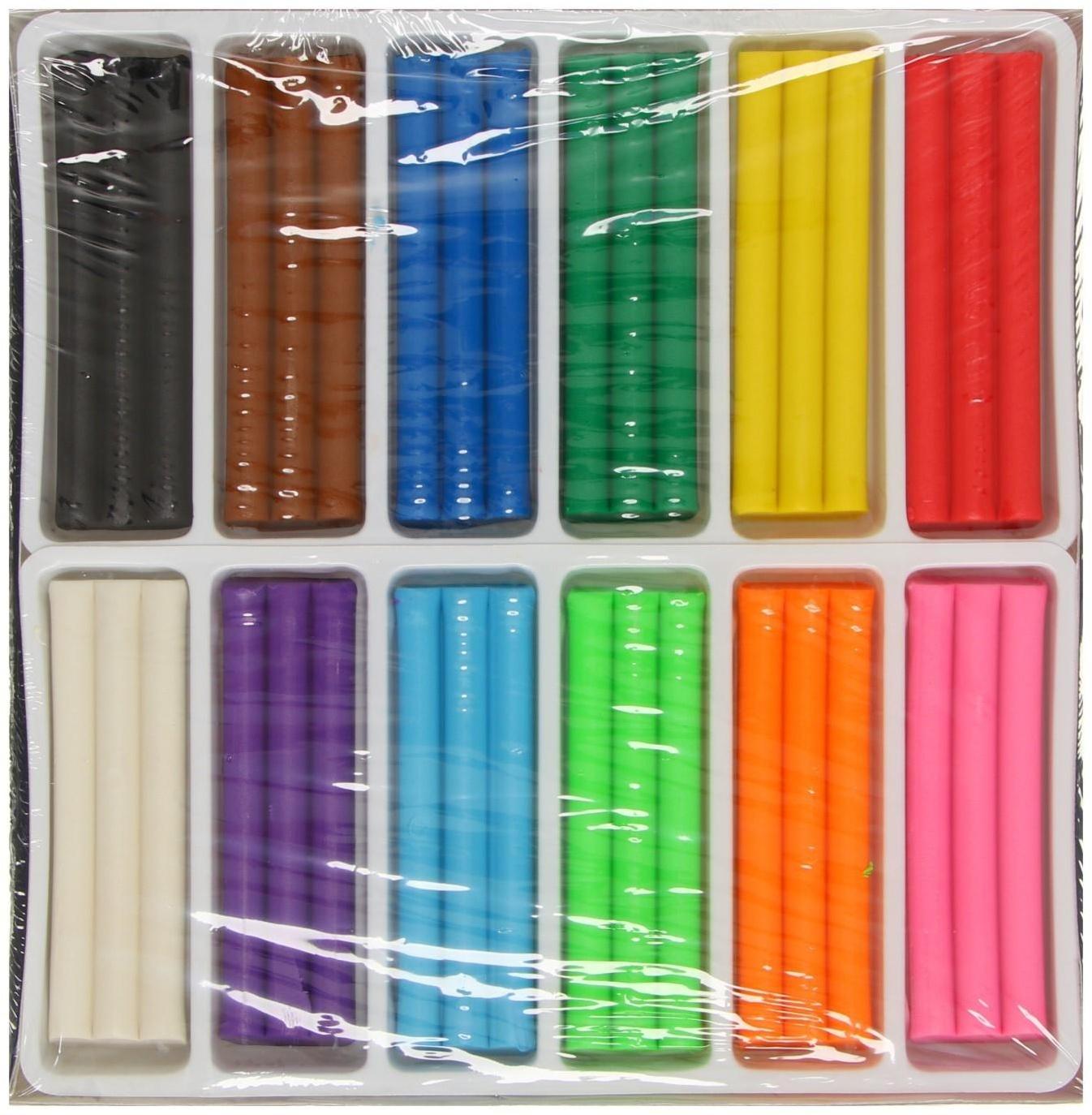 Пластилин мягкий (восковой) 12 цветов 250 г, Happycolor, микс из 4 видов