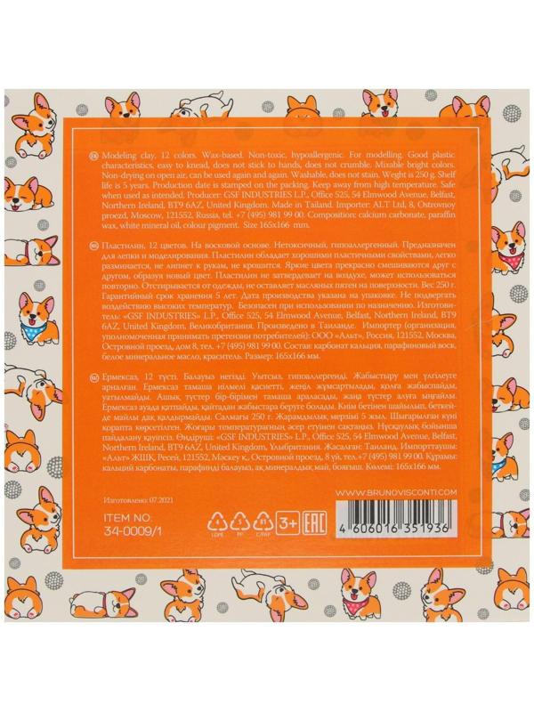 Пластилин мягкий (восковой) 12 цветов 250 г, Happycolor, микс из 4 видов