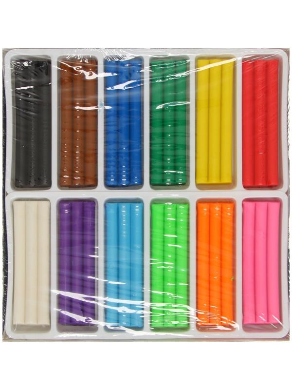 Пластилин мягкий (восковой) 12 цветов 250 г, Happycolor, микс из 4 видов