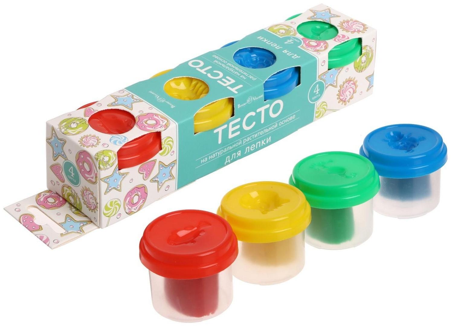 Пластилин на растительной основе набор 4 цвета, 80 г, Happycolor, микс