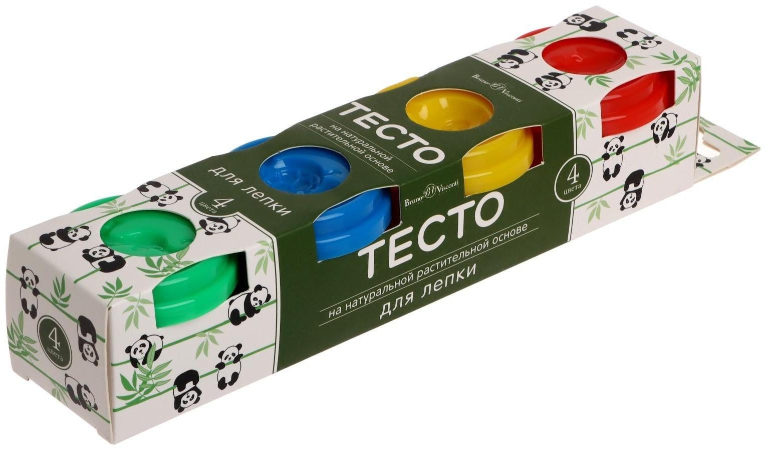 Пластилин на растительной основе набор 4 цвета, 80 г, Happycolor, микс