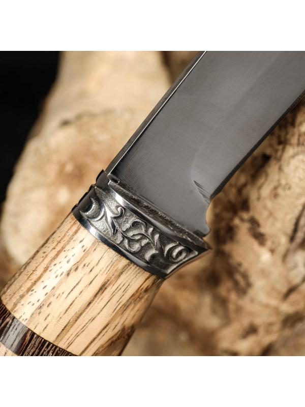 Нож охотничий Мастер К, рукоять дерево с бронзой, клинок 11 см